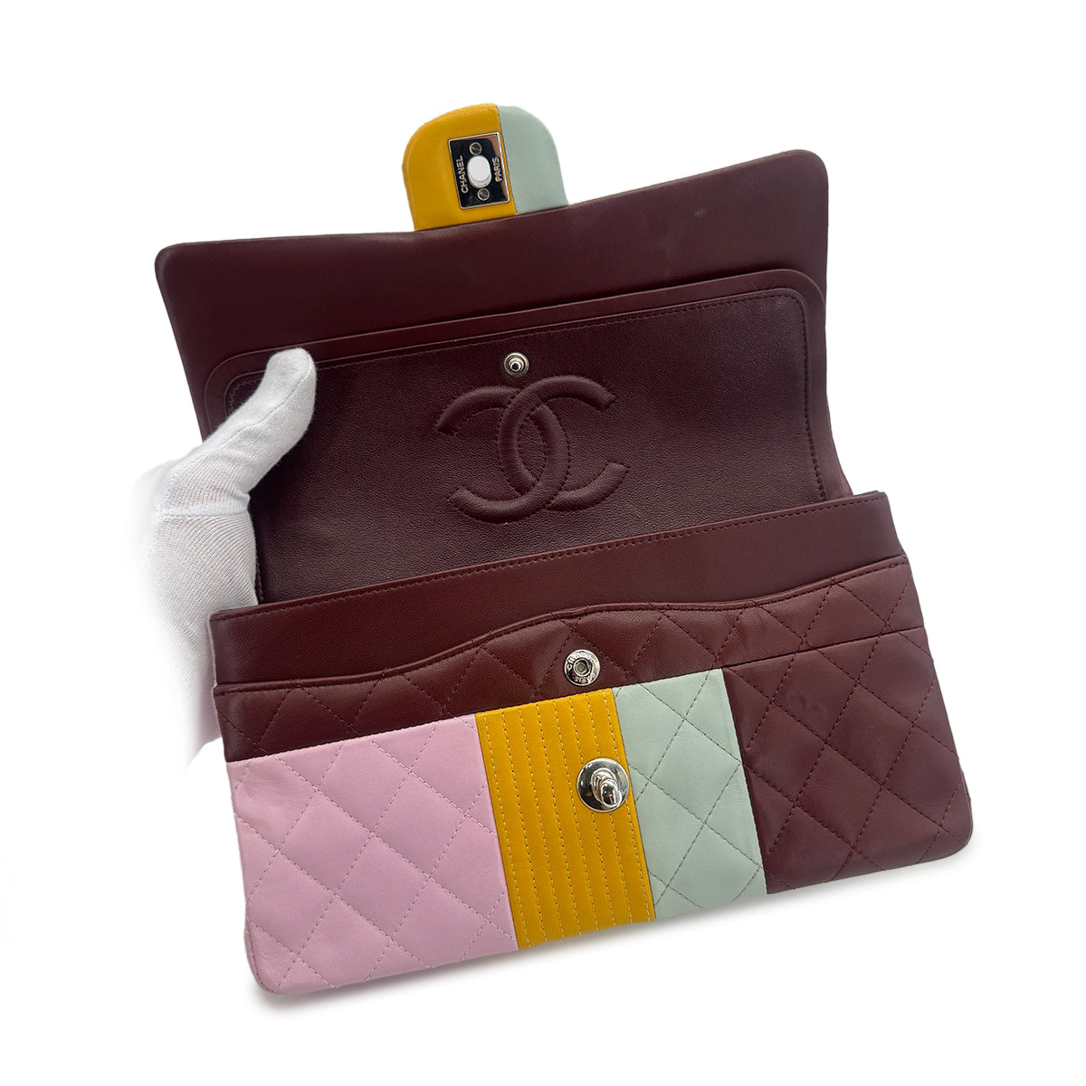 CHANEL MATELASSE CHAIN SHOULDER BAG FLOWER MULTICOLOR LAMB SKIN 90283471