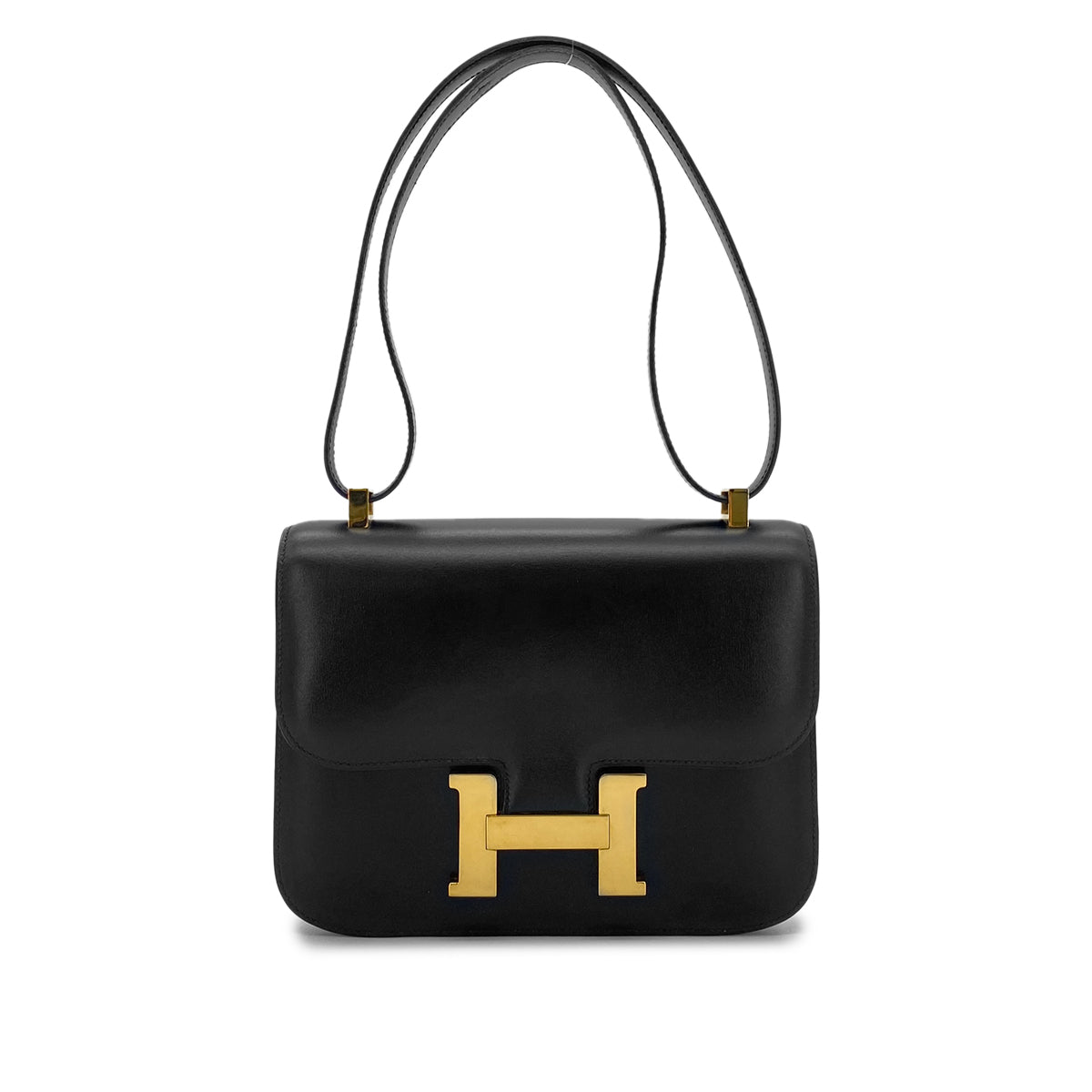 HERMES CONSTANCE 23 BLACK BOXCALF SHOULDER BAG □A GHW 90283595