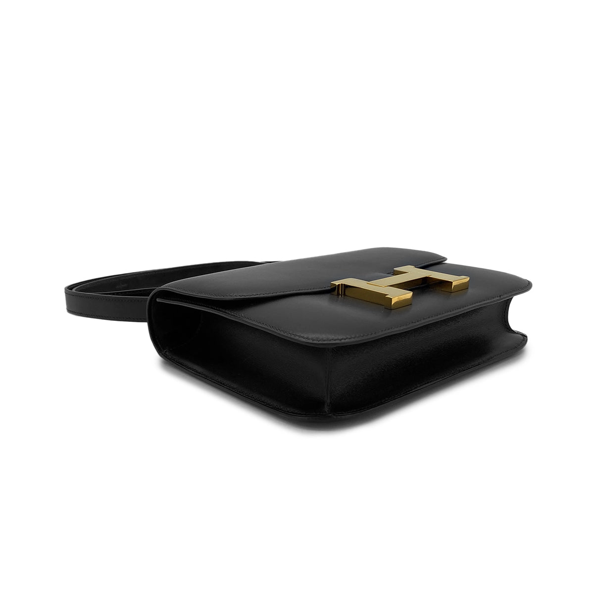 HERMES CONSTANCE 23 BLACK BOXCALF SHOULDER BAG □A GHW 90283595