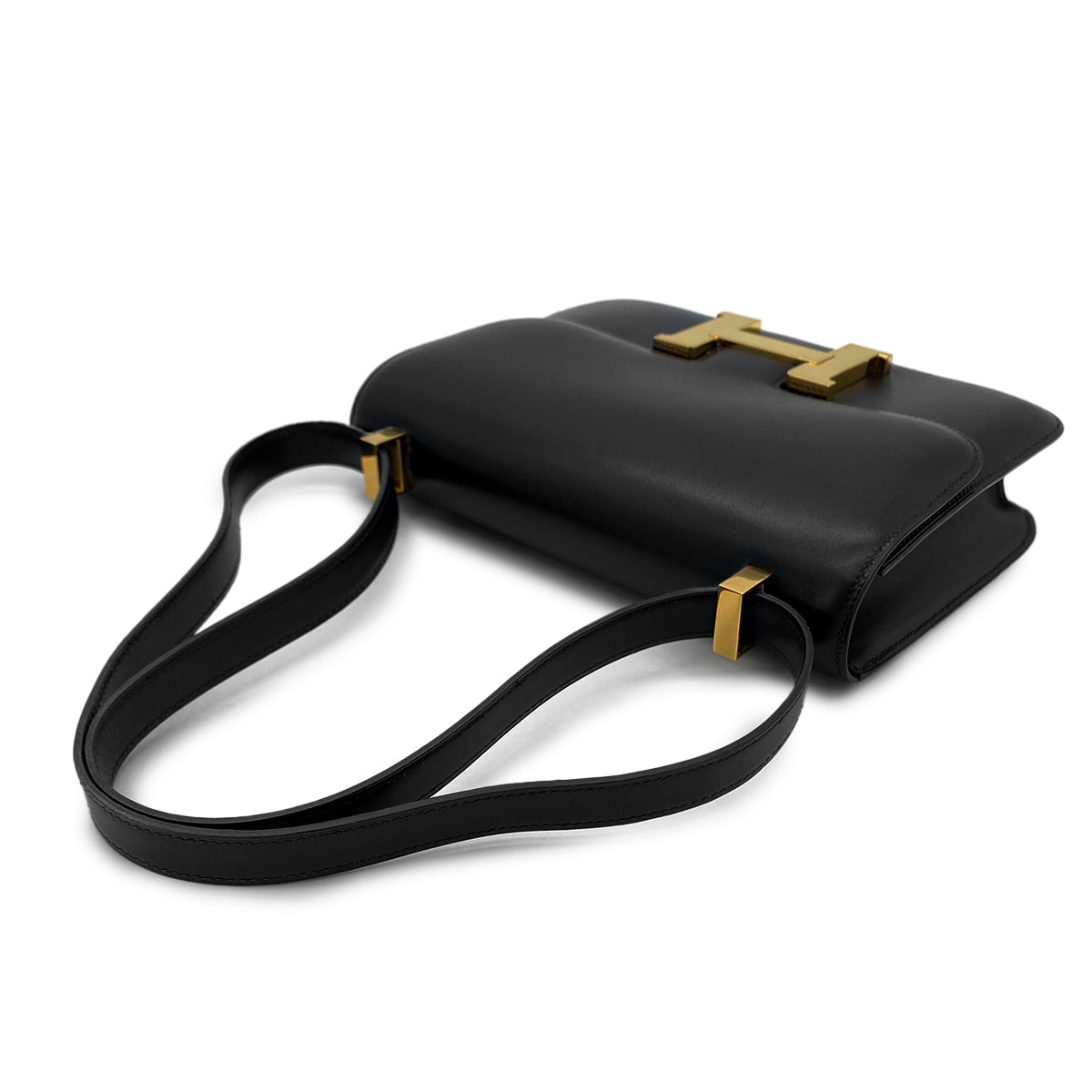 HERMES CONSTANCE 23 BLACK BOXCALF SHOULDER BAG □A GHW 90283595