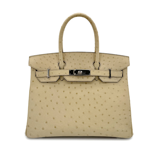 HERMES BIRKIN 30 PARCHEMIN OSTRICH HAND BAG X SHW 90283596