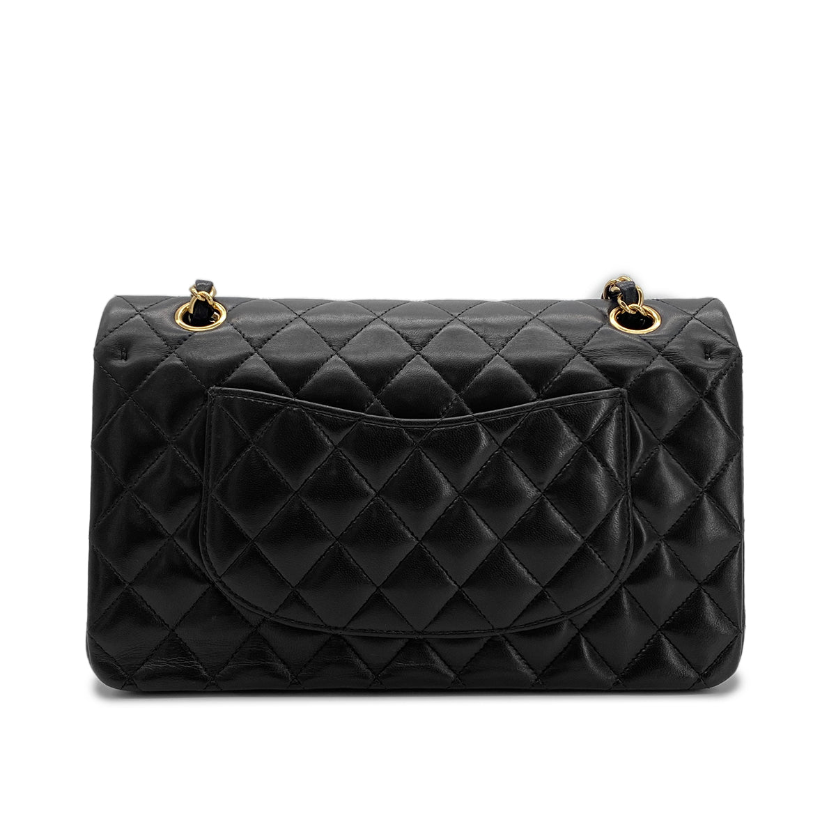 CHANEL VINTAGE CLASSIC FLAP MEDIUM CHAIN SHOULDER BAG BLACK LAMB SKIN 90283597