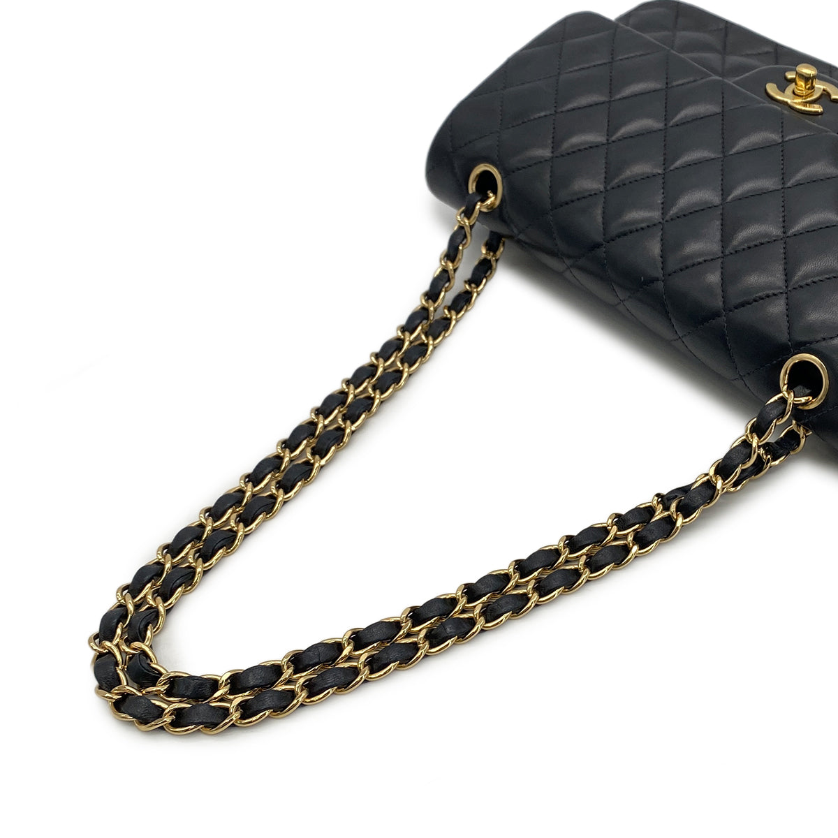 CHANEL VINTAGE CLASSIC FLAP MEDIUM CHAIN SHOULDER BAG BLACK LAMB SKIN 90283597