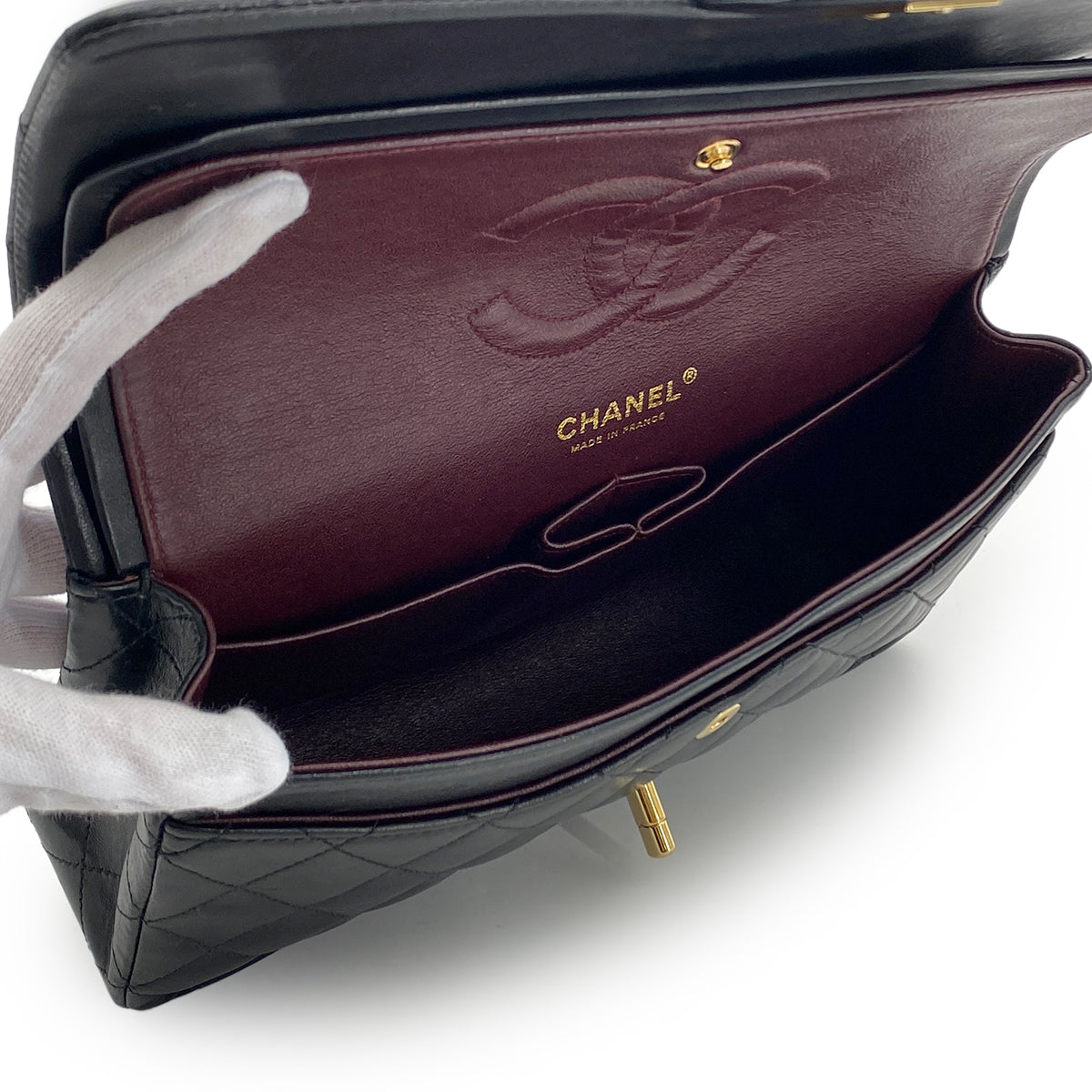 CHANEL VINTAGE CLASSIC FLAP MEDIUM CHAIN SHOULDER BAG BLACK LAMB SKIN 90283597