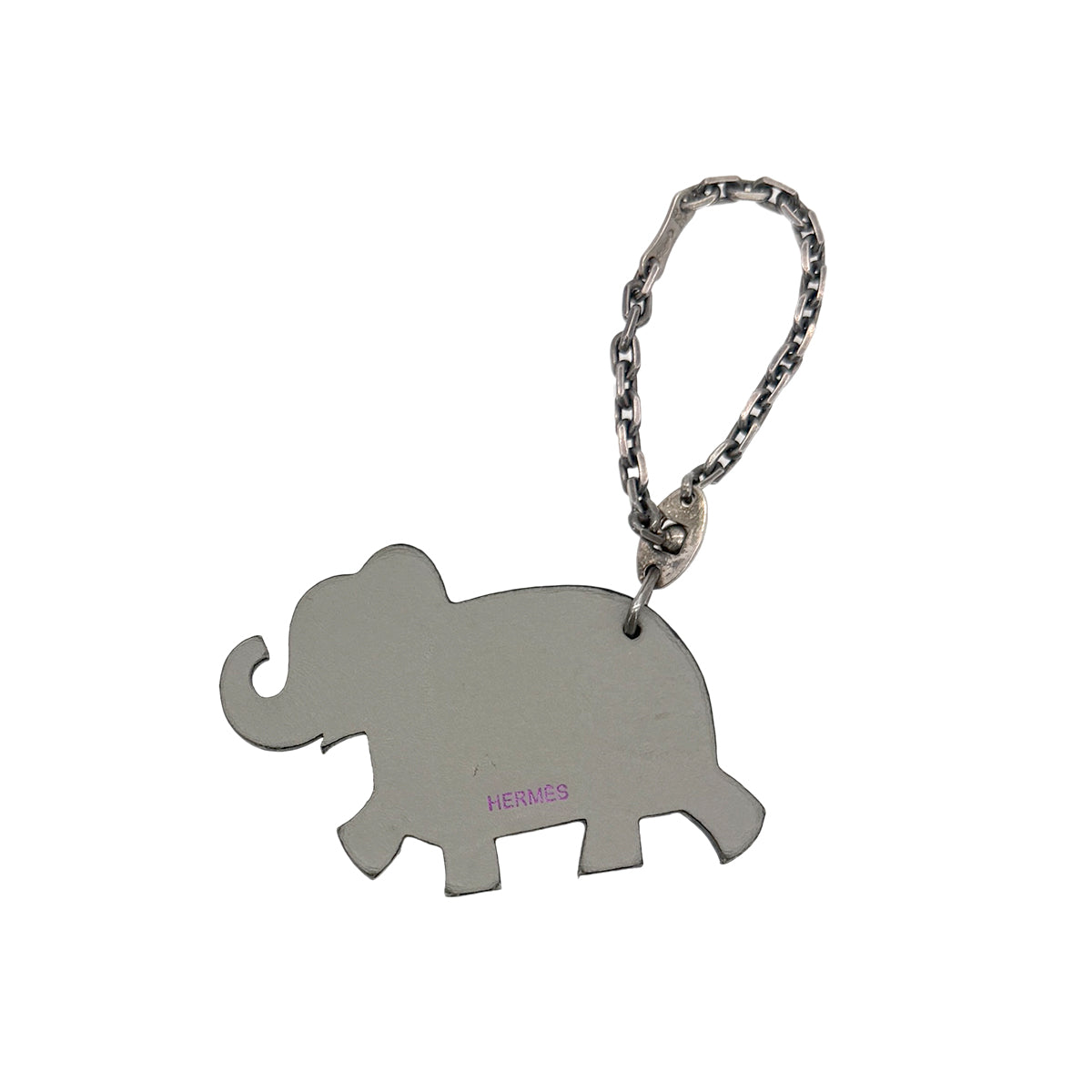 HERMES BAG CHARM ELEPHANT PURPLE LEATHER SV925 90283601