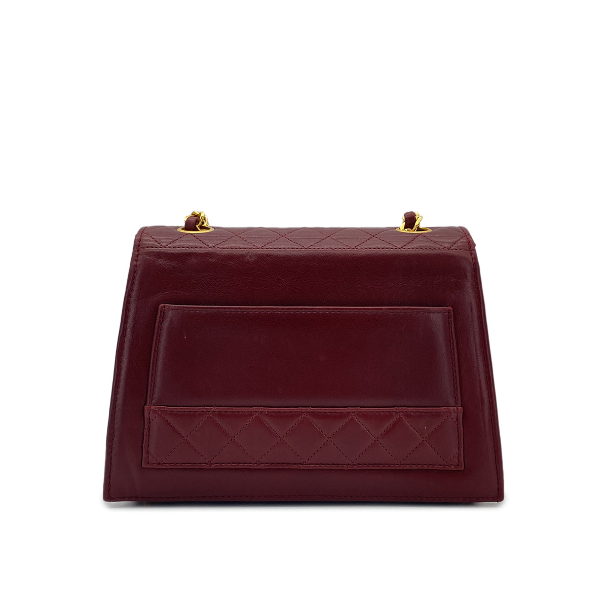 CHANEL VINTAGE MATELASSE TRAPEZOID CHAIN SHOULDER BAG BORDEAUX LAMB SKIN 90283604