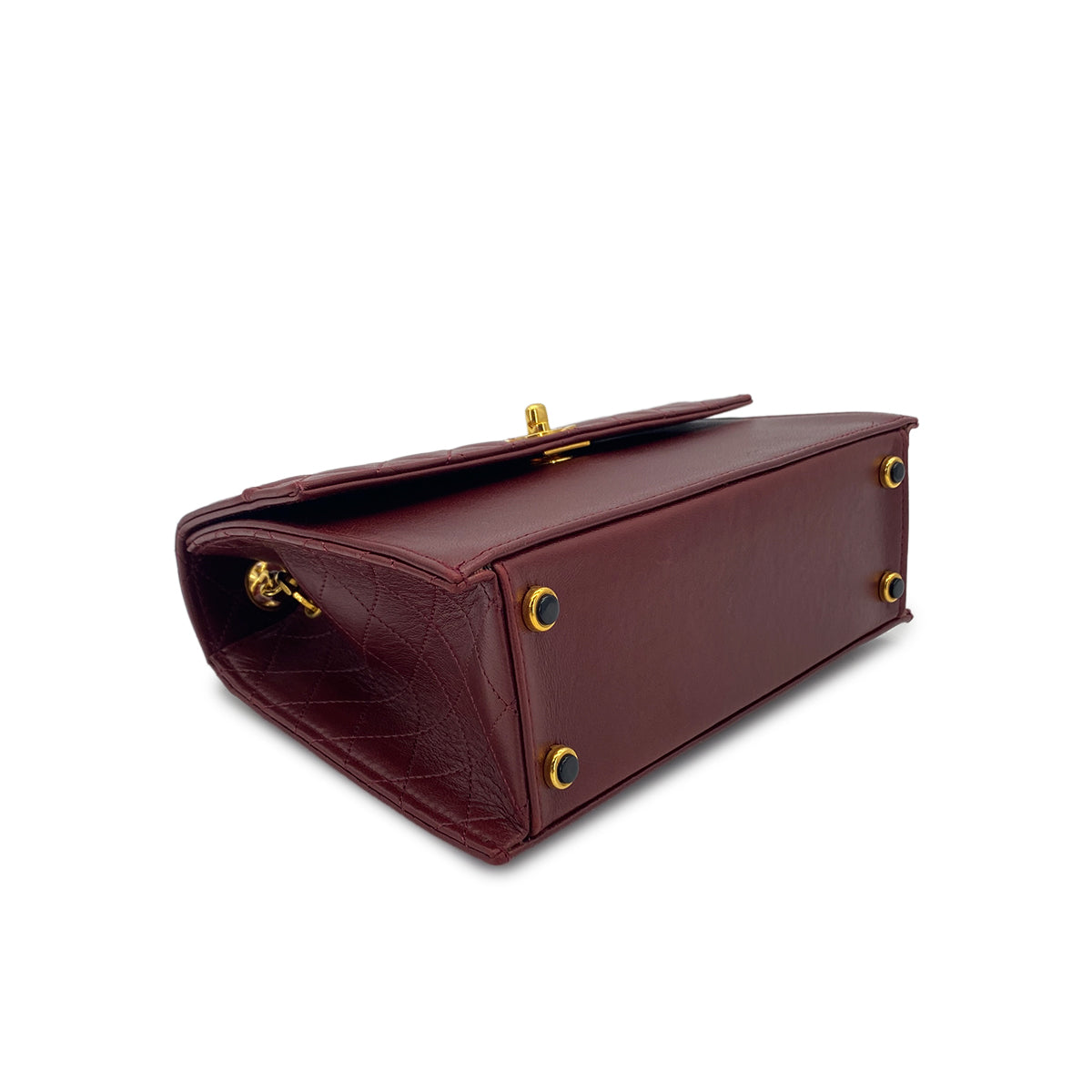 CHANEL VINTAGE MATELASSE TRAPEZOID CHAIN SHOULDER BAG BORDEAUX LAMB SKIN 90283604