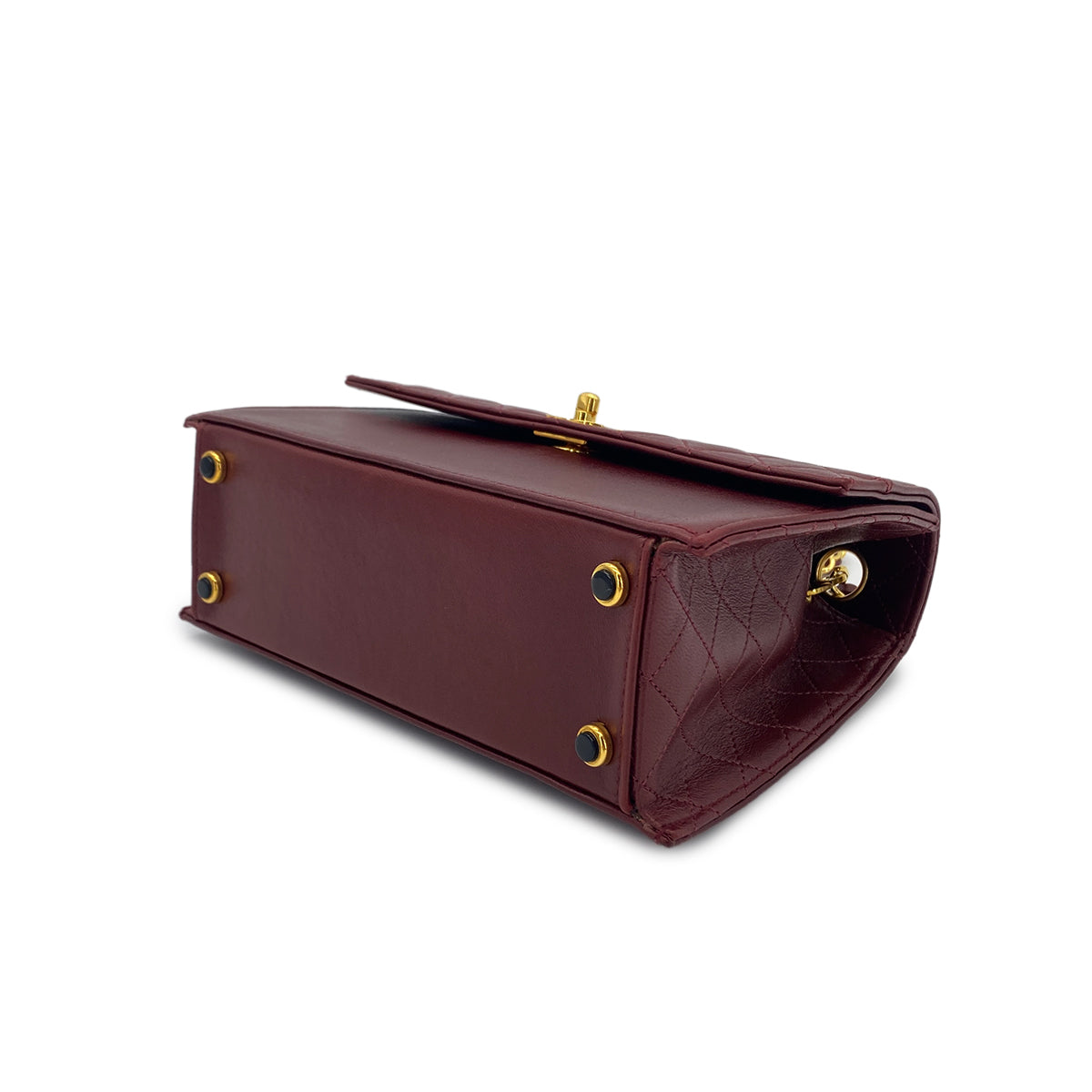 CHANEL VINTAGE MATELASSE TRAPEZOID CHAIN SHOULDER BAG BORDEAUX LAMB SKIN 90283604