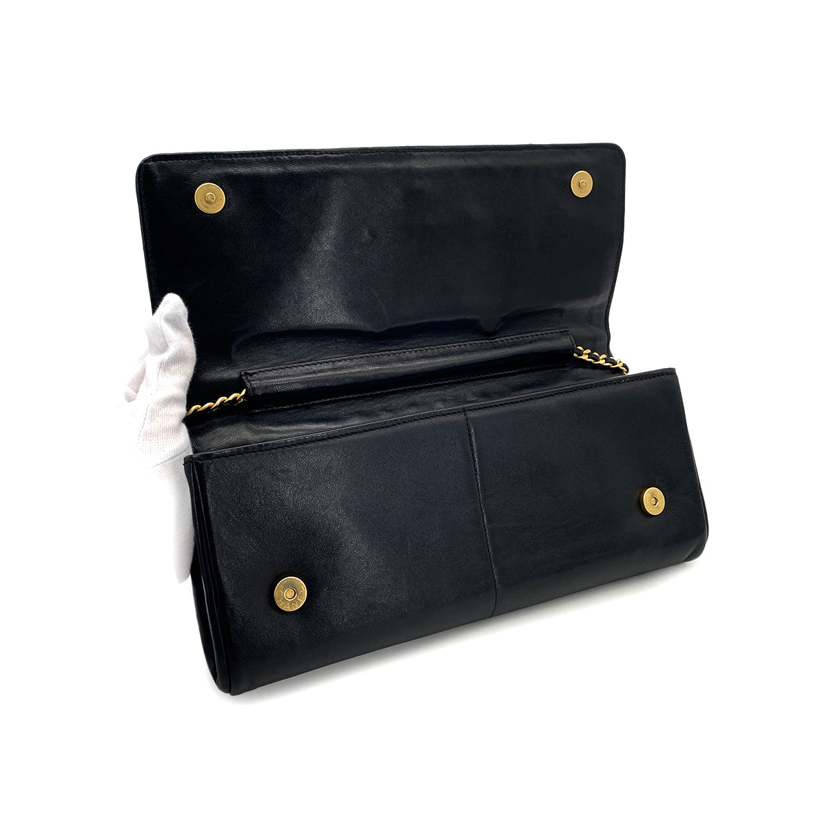 CHANEL VINTAGE COCOMARK STRASS IMPERIAL EAGLE CLUTCH CHAIN SHOULDER BAG BLACK LAMB SKIN 90283605