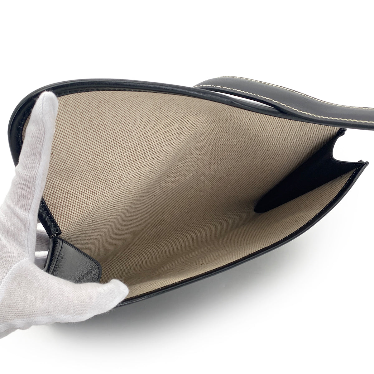 HERMES JIGE PM BLACK BOXCALF CLUTCH BAG 〇R 90283607