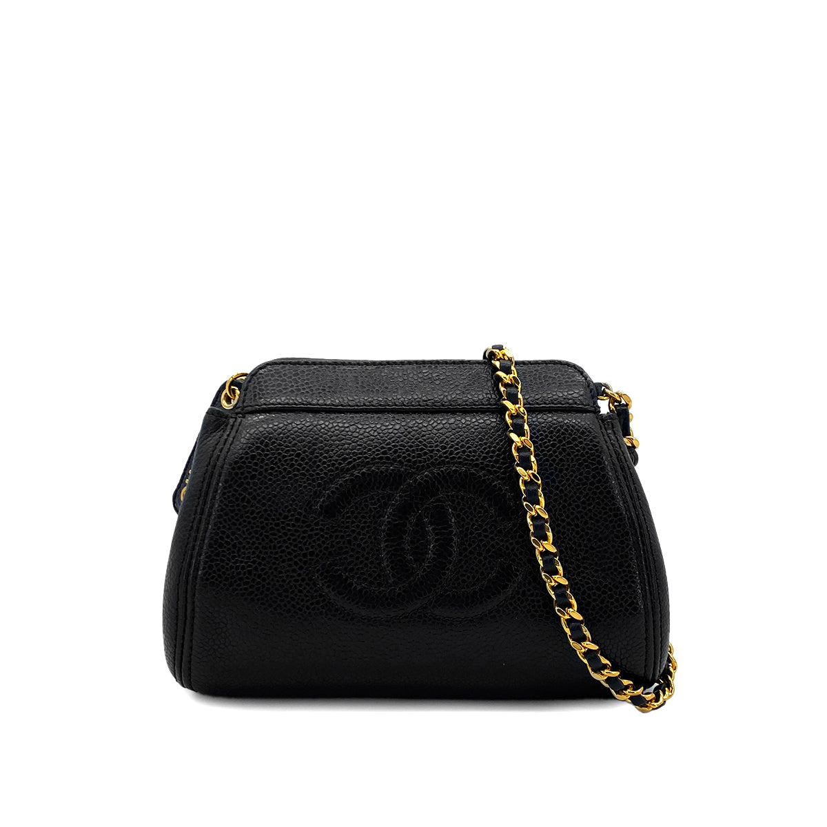 CHANEL VINTAGE COCOMARK MINI CHAIN SHOLDER BAG BLACK CAVIR SKIN 90283609