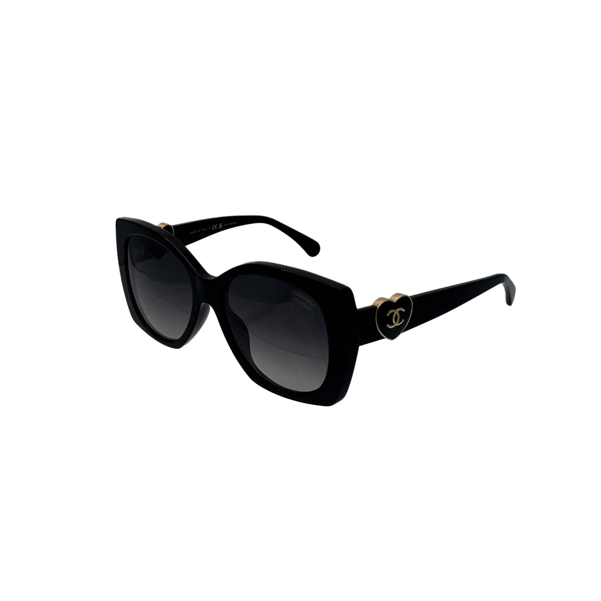 CHANEL VINTAGE SUNGLASSES HEART COCOMARK BLACK EYEWEAR 90283610