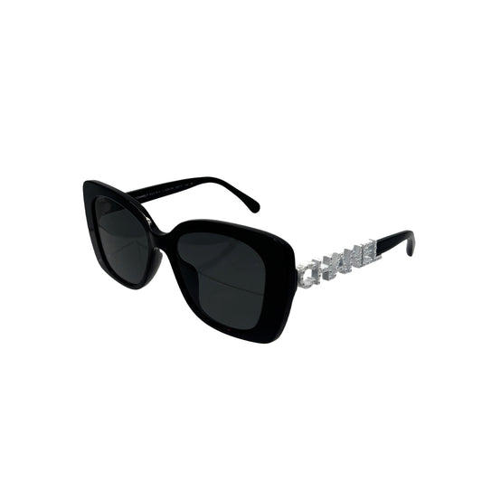 CHANEL VINTAGE SUNGLASSES COCOMARK RHINESTONE BLACK EYEWEAR 90283614