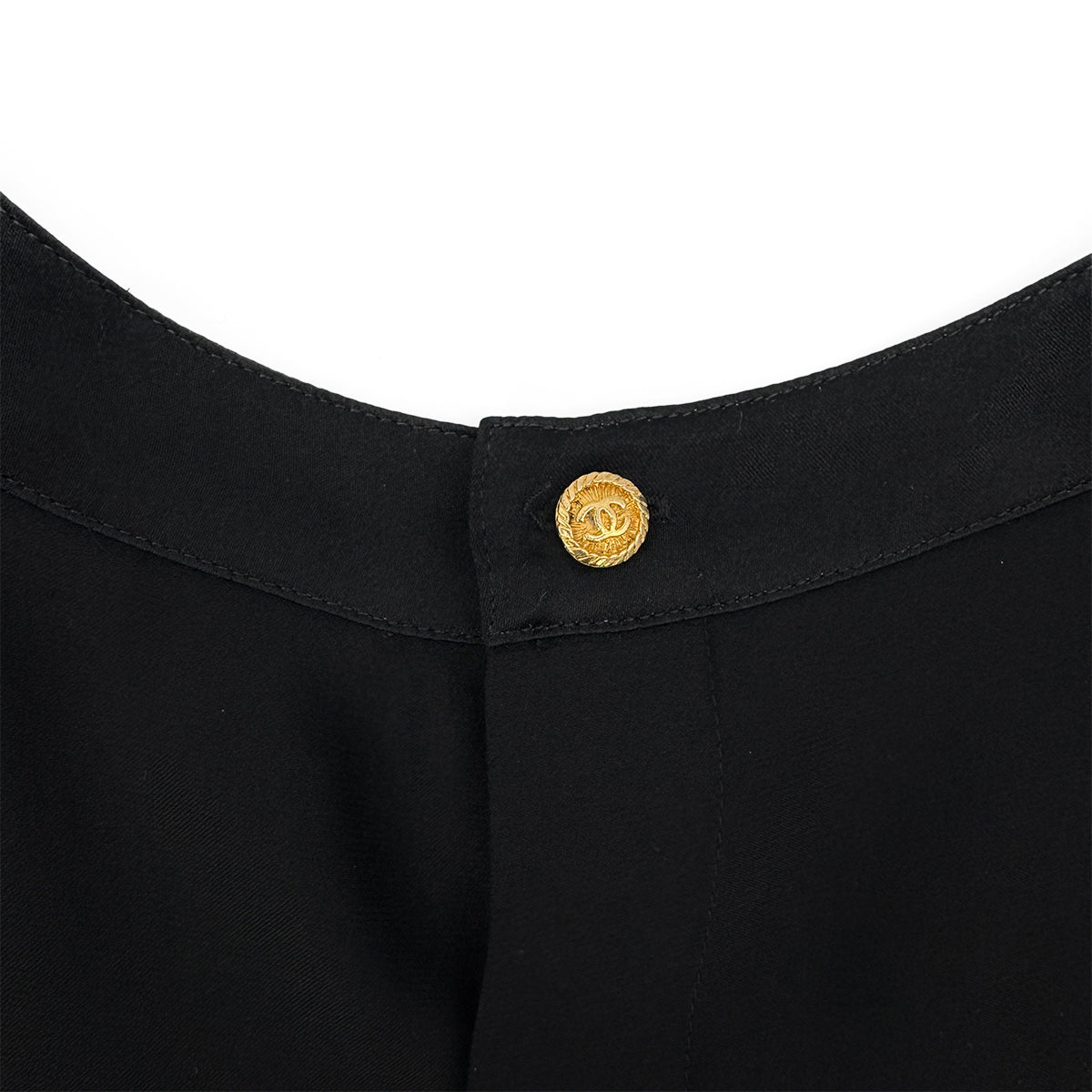 CHANEL VINTAGE COCO MARK BLOUSE TOPS BLACK SILK 38 RTW 90283624