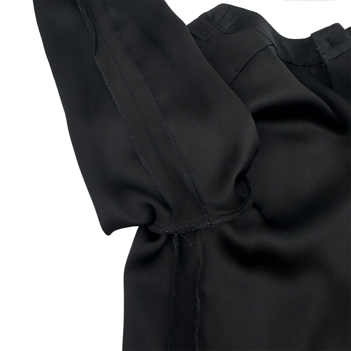 CHANEL VINTAGE COCO MARK BLOUSE TOPS BLACK SILK 38 RTW 90283624