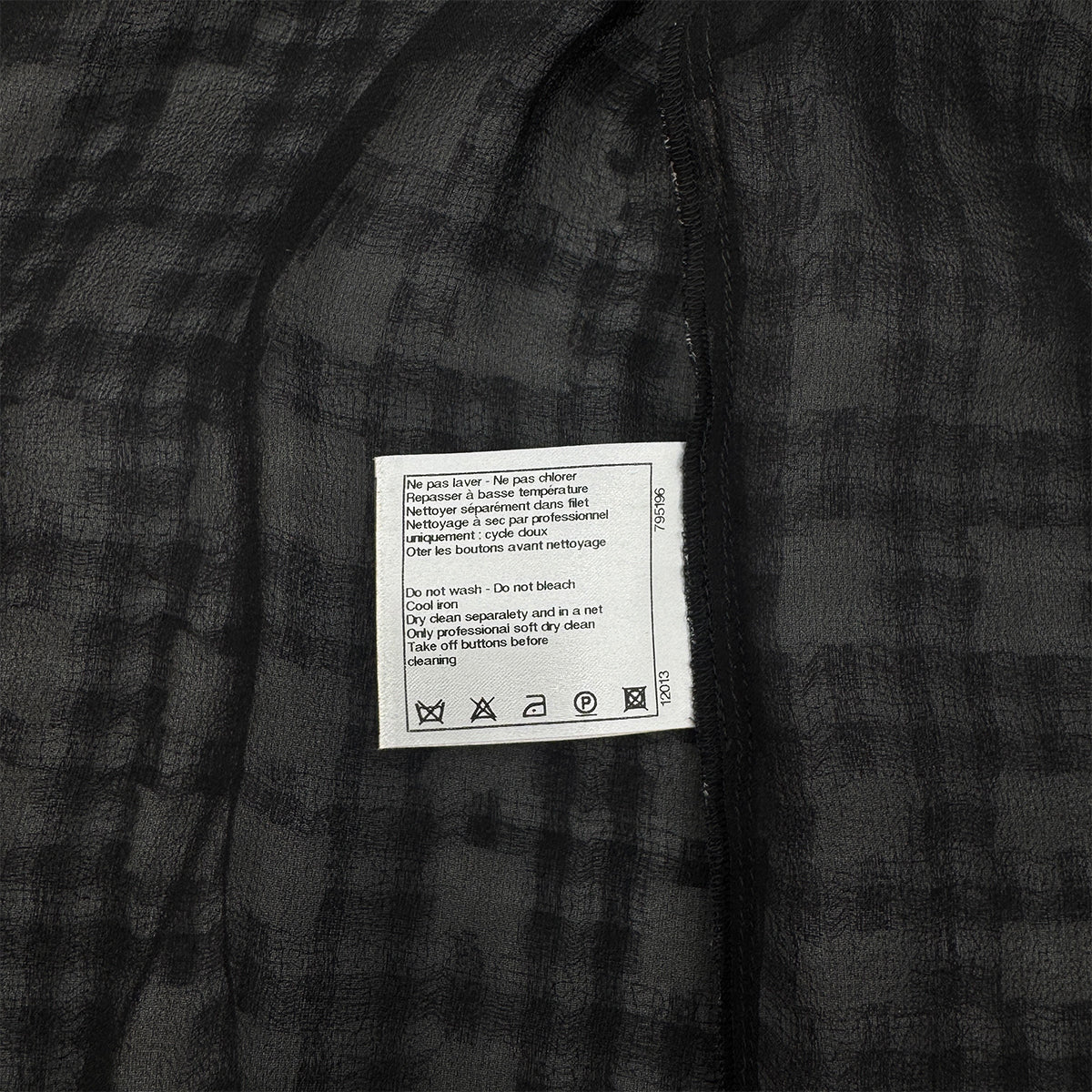 CHANEL VINTAGE COCO BUTTON CHECK BLOUSE BLACK SILK 38 P40 RTW 90283628