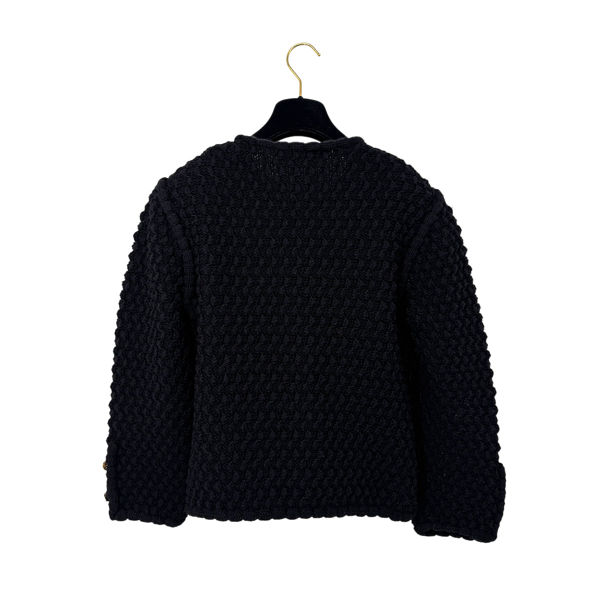 CHANEL VINTAGE CLOVER BUTTON JACKET TWEED BLACK RTW 90283629