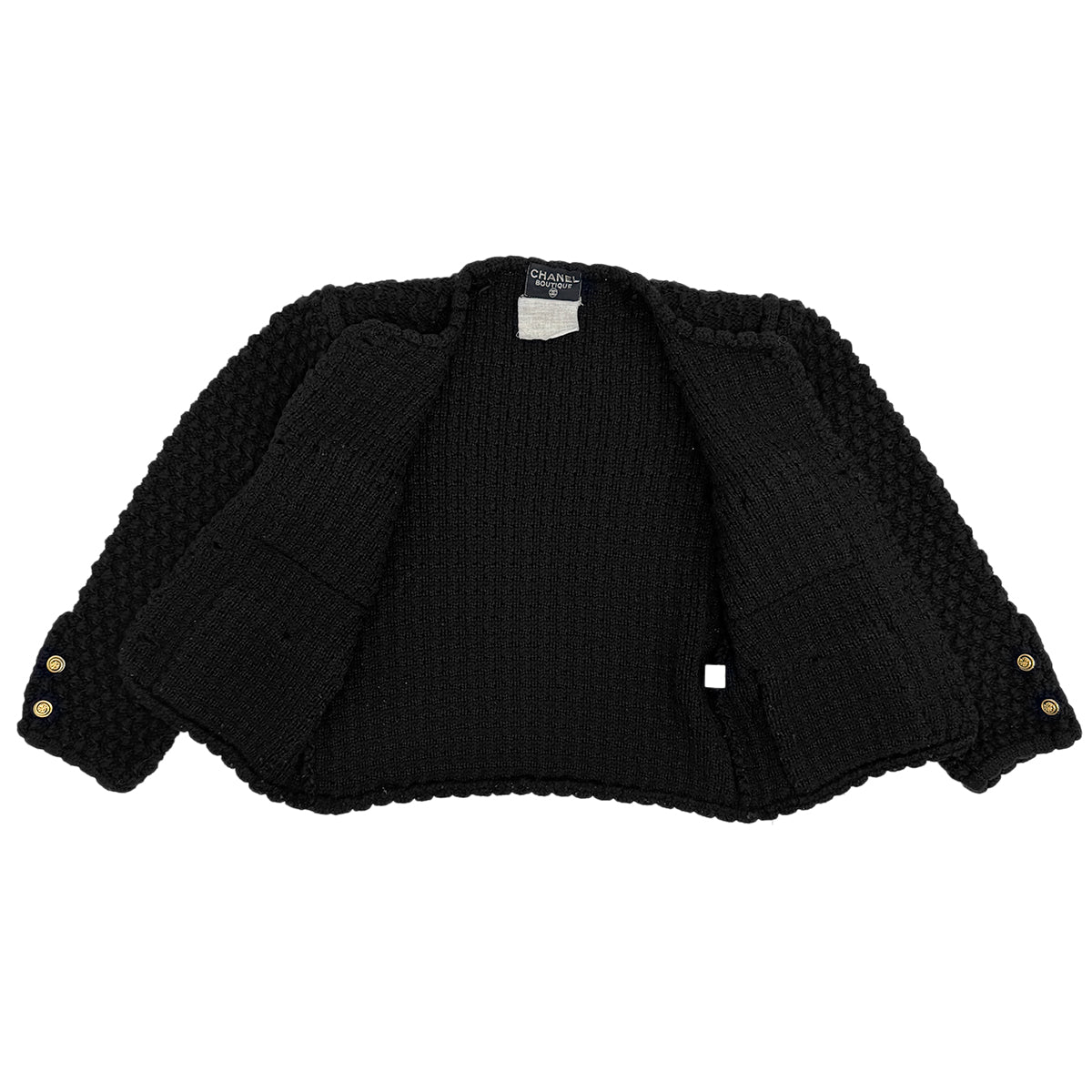 CHANEL VINTAGE CLOVER BUTTON JACKET TWEED BLACK RTW 90283629