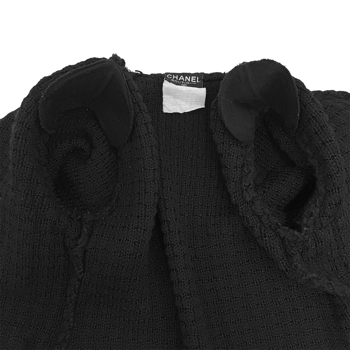 CHANEL VINTAGE CLOVER BUTTON JACKET TWEED BLACK RTW 90283629