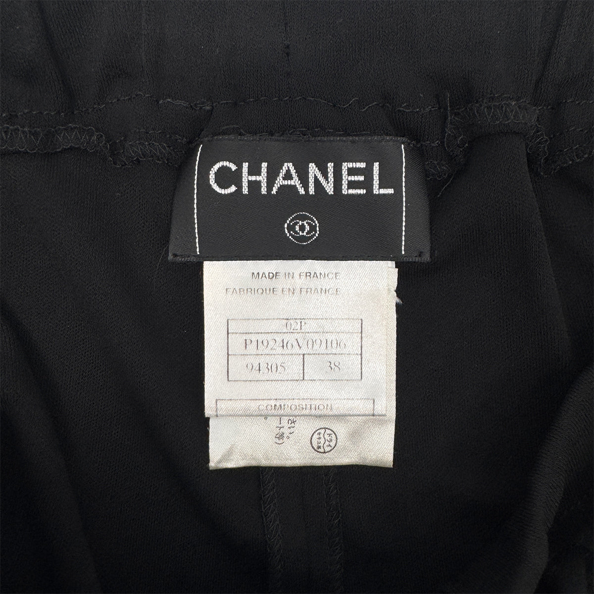 CHANEL FRILLS PANTS BLACK RAYON 38 02P RTW 90283631
