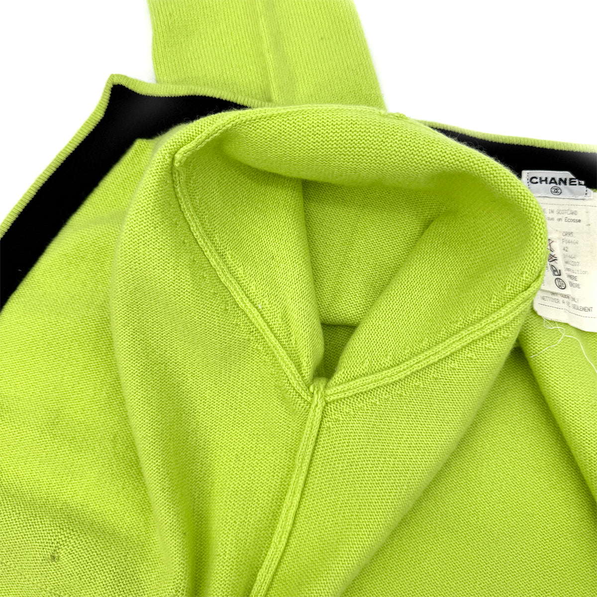 CHANEL VINTAGE COCO BUTTON KNIT TOPS CARDIGAN SET YELLOW BLACK CASHMERE 42 P04 RTW 90283633