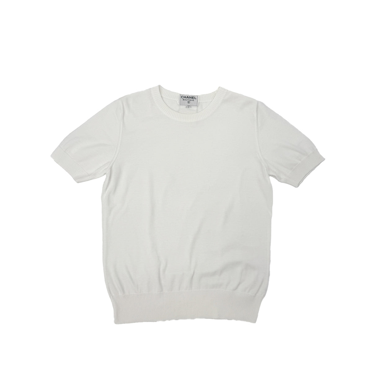 CHANEL VINTAGE COCO BUTTON KNIT TOPS WHITE 42 RTW 90283634
