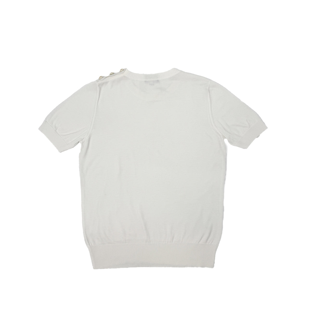 CHANEL VINTAGE COCO BUTTON KNIT TOPS WHITE 42 RTW 90283634