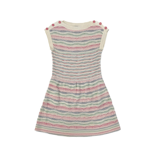 CHANEL VINTAGE COCO BUTTON DRESS MULTICOLOR COTTON 38 P53 RTW 90283639