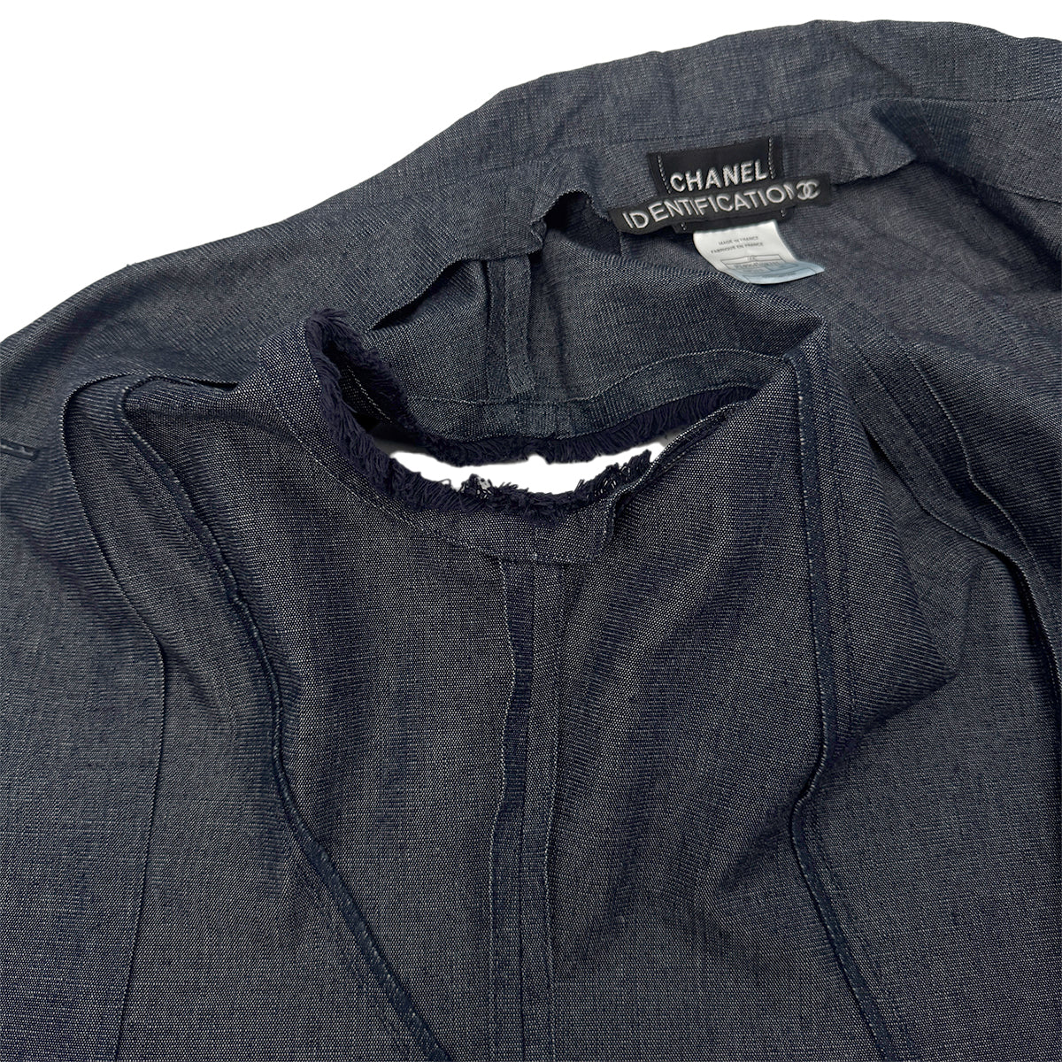 CHANEL VINTAGE IDENTIFICATION FRINGE DENIM VEST COTTON 38 P14 RTW 90284791