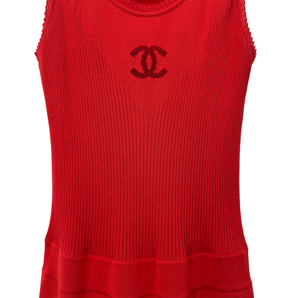 CHANEL VINTAGE COCO MARK LION BUTTON DRESS RED COTTON 40 P37 RTW 90283641