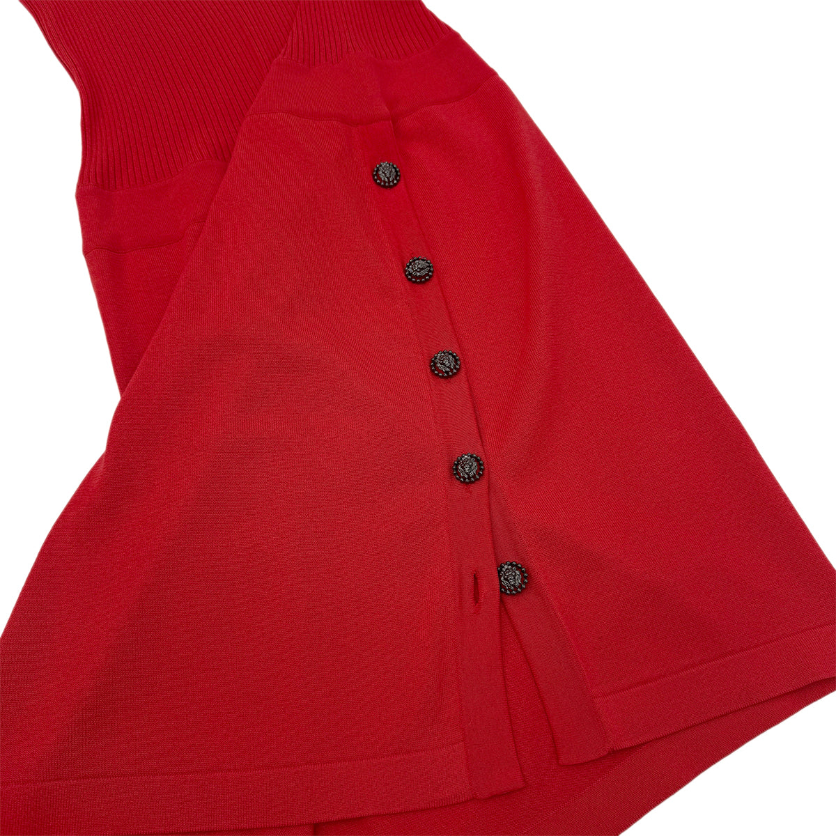 CHANEL VINTAGE COCO MARK LION BUTTON DRESS RED COTTON 40 P37 RTW 90283641