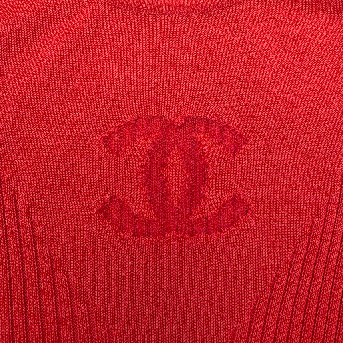 CHANEL VINTAGE COCO MARK LION BUTTON DRESS RED COTTON 40 P37 RTW 90283641