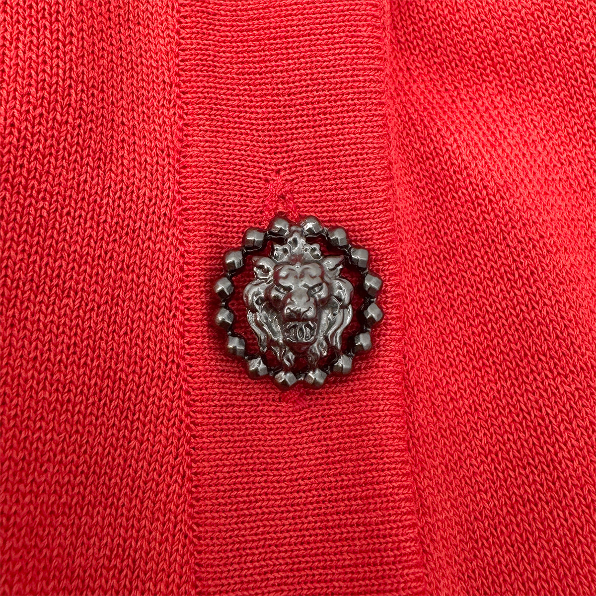 CHANEL VINTAGE COCO MARK LION BUTTON DRESS RED COTTON 40 P37 RTW 90283641