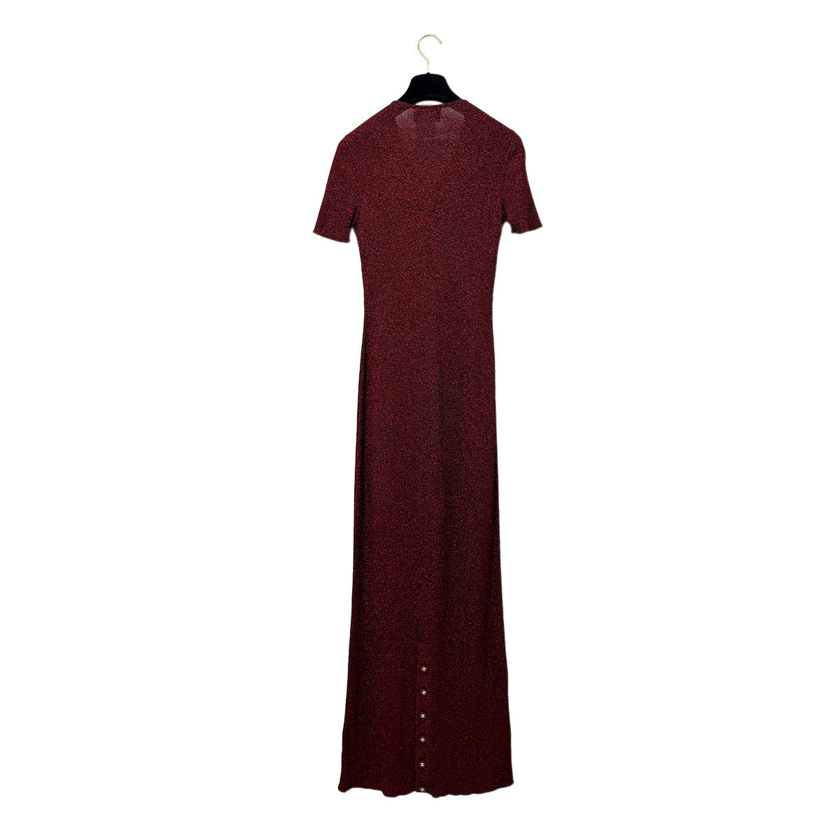 CHANEL VINTAGE COCO BUTTON LONG DRESS RED 40 96A RTW 90283644