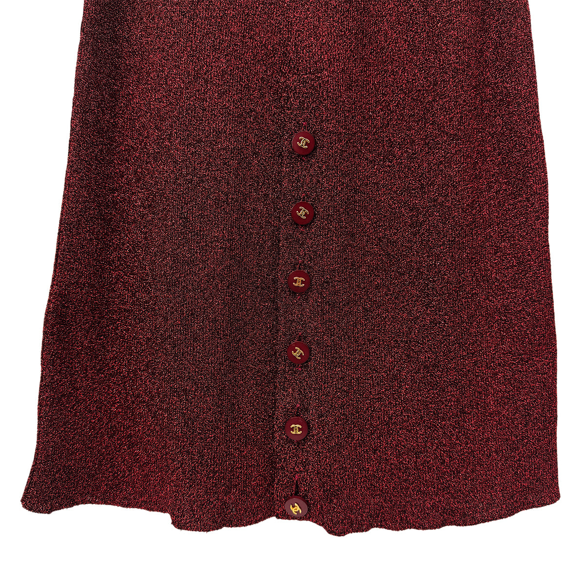 CHANEL VINTAGE COCO BUTTON LONG DRESS RED 40 96A RTW 90283644