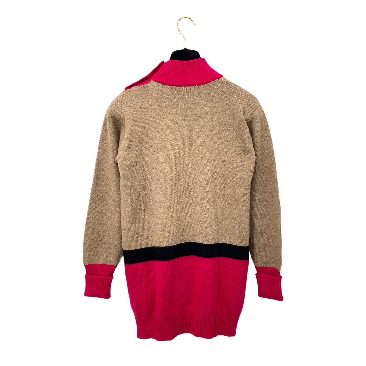 CHANEL VINTAGE COCOMARK COLOR BLOCK KNIT GOLD BOTTON BEIGE PINK RTW 90283646