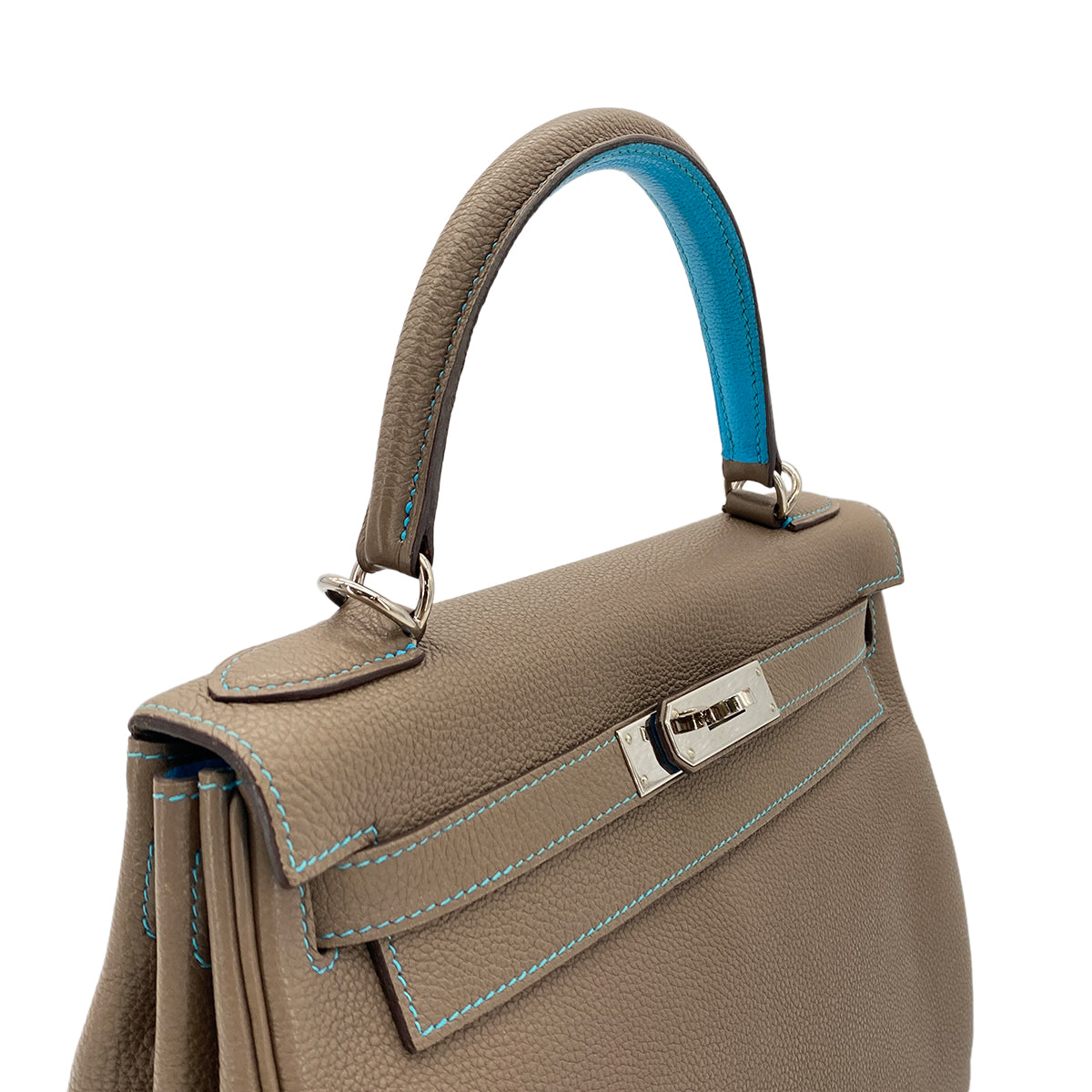 HERMES KELLY 28 RETOURNE ETOUPE BLEU AZTEQUE TOGO HAND SHOULDER BAG □N SHW 90283901