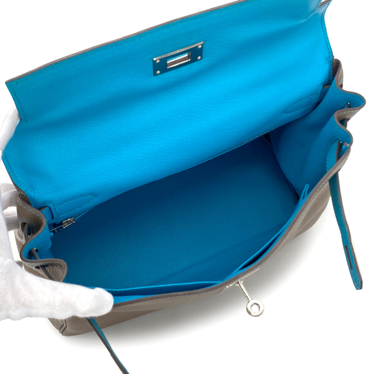 HERMES KELLY 28 RETOURNE ETOUPE BLEU AZTEQUE TOGO HAND SHOULDER BAG □N SHW 90283901