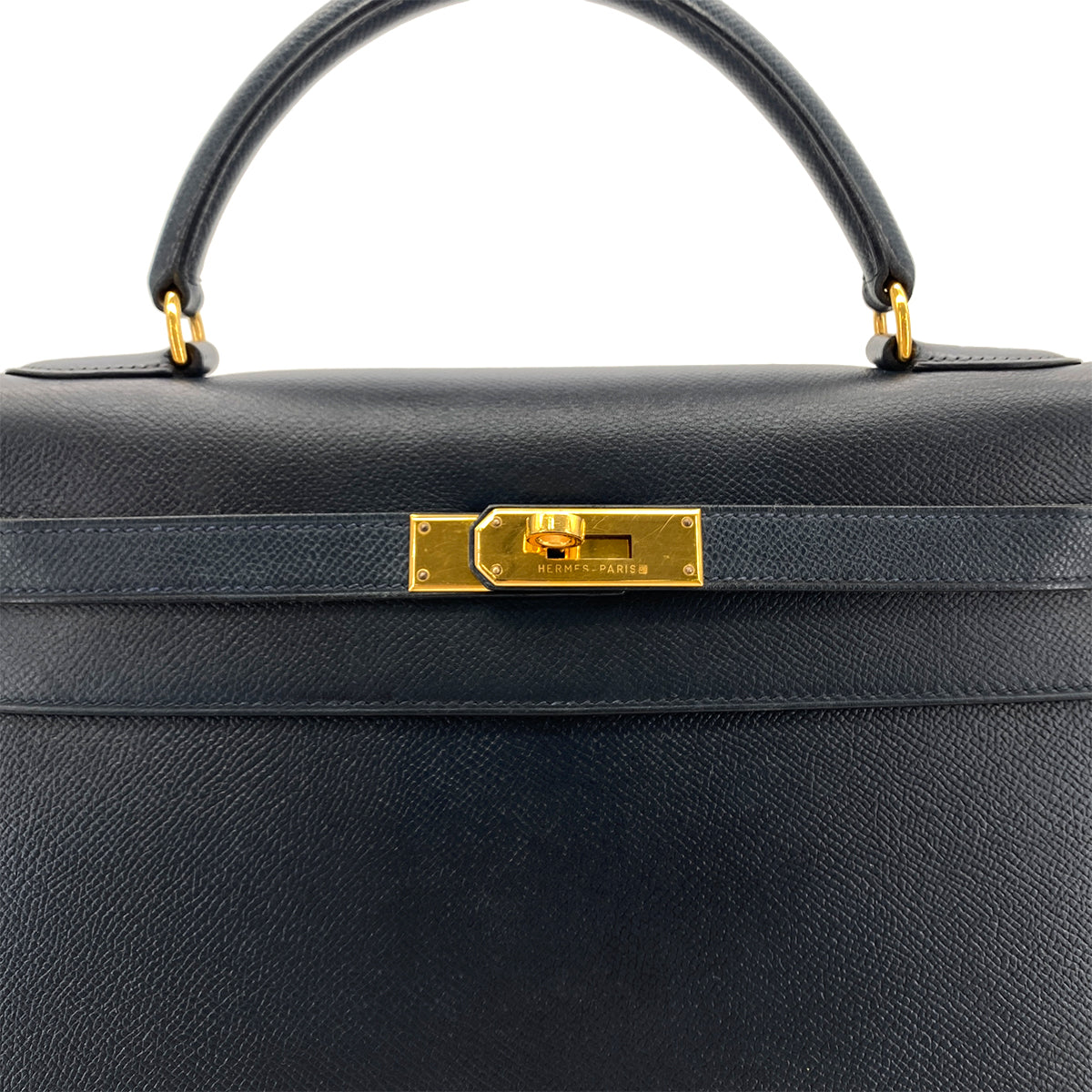 HERMES KELLY 32 SELLIER BLUE DE PRUSSE COUCHEVEL HAND SHOULDER BAG □A GHW 90283903