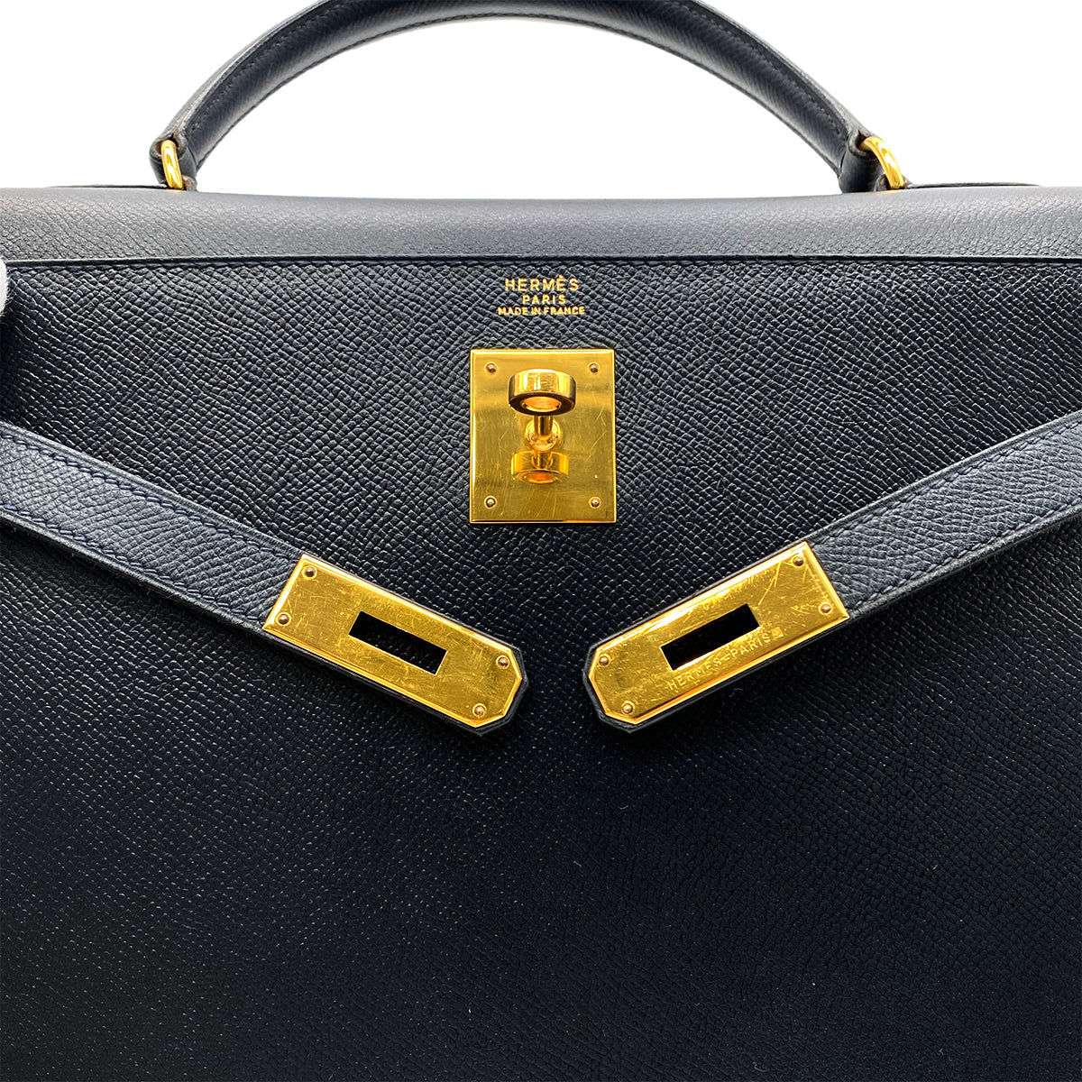 HERMES KELLY 32 SELLIER BLUE DE PRUSSE COUCHEVEL HAND SHOULDER BAG □A GHW 90283903