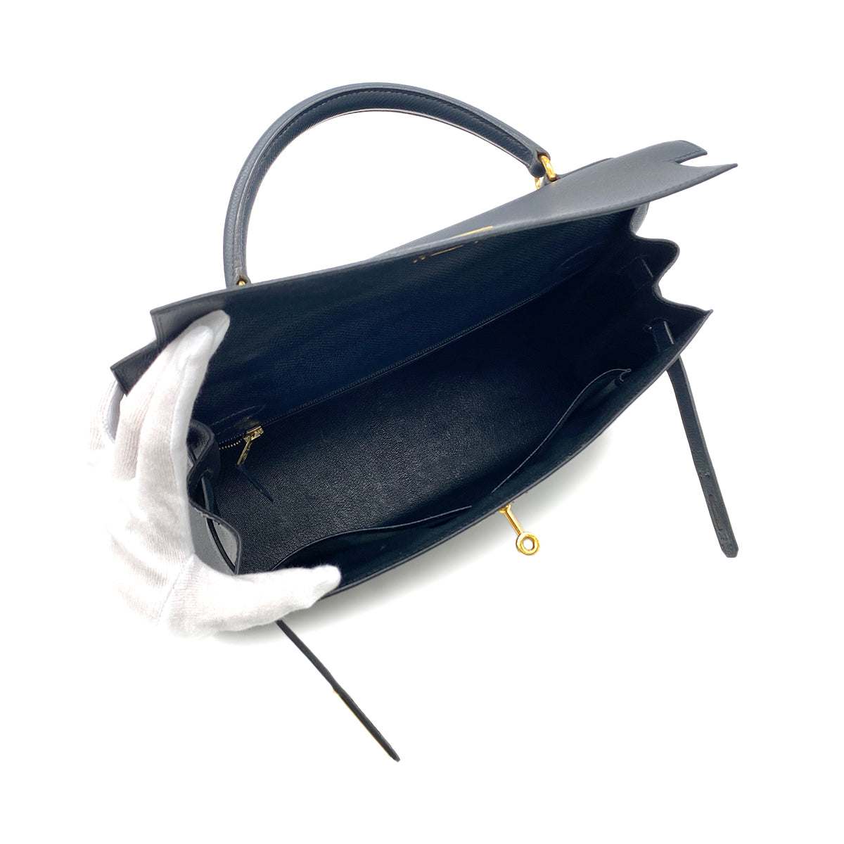 HERMES KELLY 32 SELLIER BLUE DE PRUSSE COUCHEVEL HAND SHOULDER BAG □A GHW 90283903