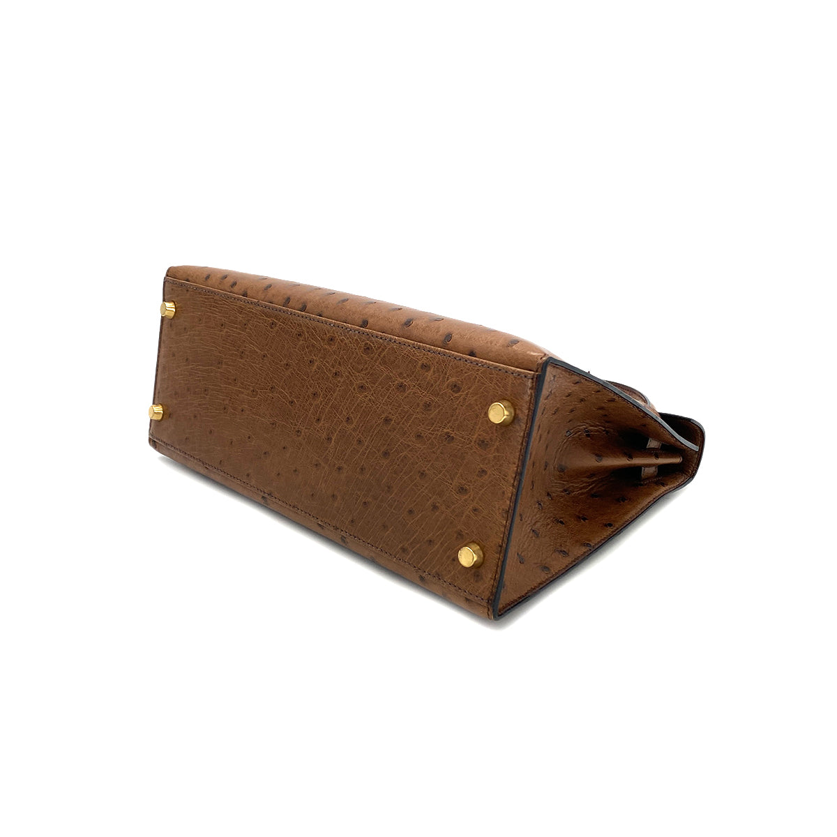 HERMES KELLY 28 SELLIER ETRUSQUE OSTRICH HAND SHOULDER BAG □A GHW 90283904