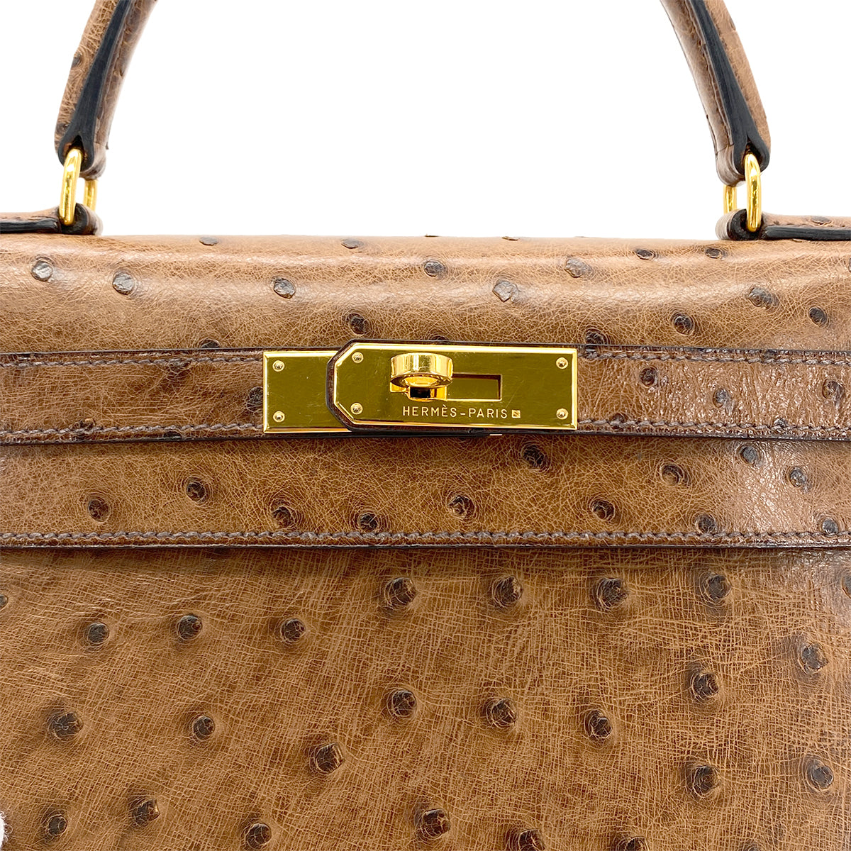 HERMES KELLY 28 SELLIER ETRUSQUE OSTRICH HAND SHOULDER BAG □A GHW 90283904