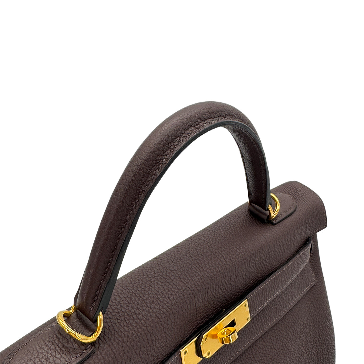 HERMES KELLY 32 RETOURNE CHOCOLAT TOGO HAND SHOULDER BAG D GHW 90283905