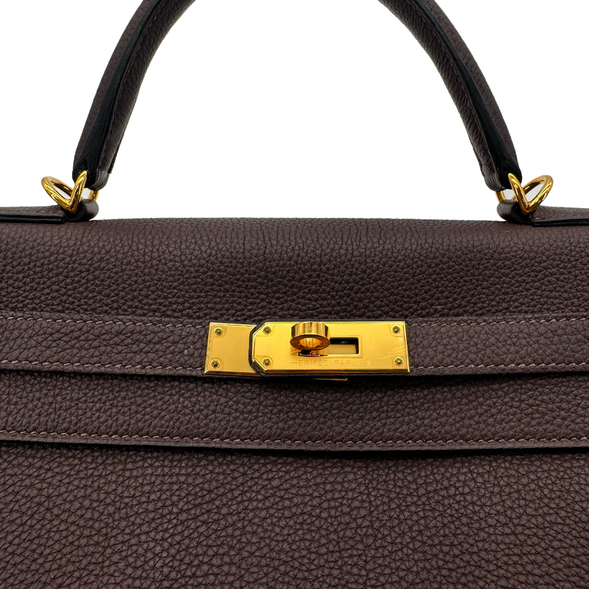 HERMES KELLY 32 RETOURNE CHOCOLAT TOGO HAND SHOULDER BAG D GHW 90283905