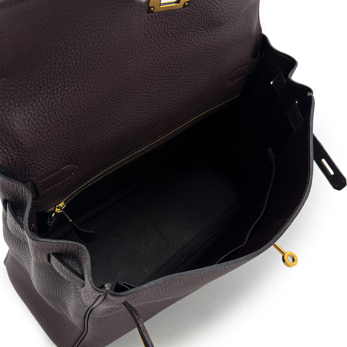 HERMES KELLY 32 RETOURNE CHOCOLAT TOGO HAND SHOULDER BAG D GHW 90283905