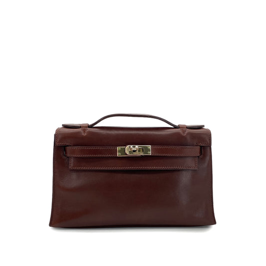 HERMES POCHETTE KELLY SELLIER HAVANNE VEAU GULLIVER HAND BAG □I SHW 90283908
