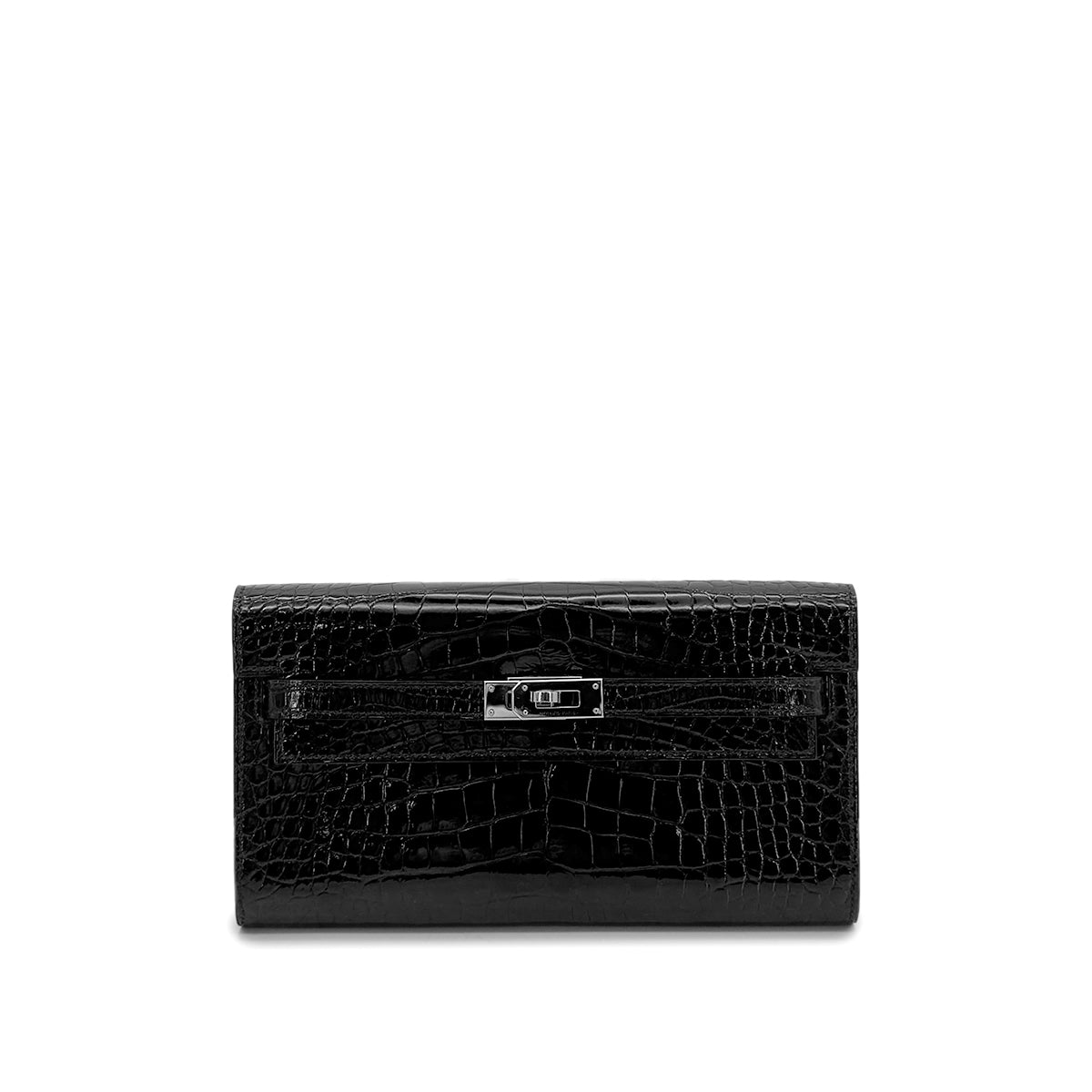 HERMES KELLY WALLET TO GO BLACK ALLIGATOR WALLET SHOULDER BAG U SHW 90283910