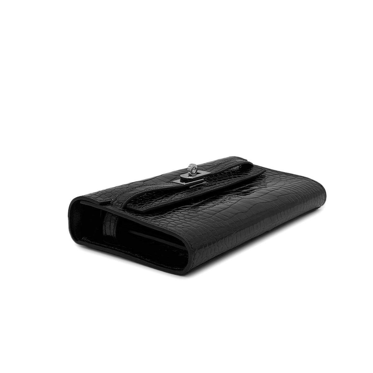 HERMES KELLY WALLET TO GO BLACK ALLIGATOR WALLET SHOULDER BAG U SHW 90283910