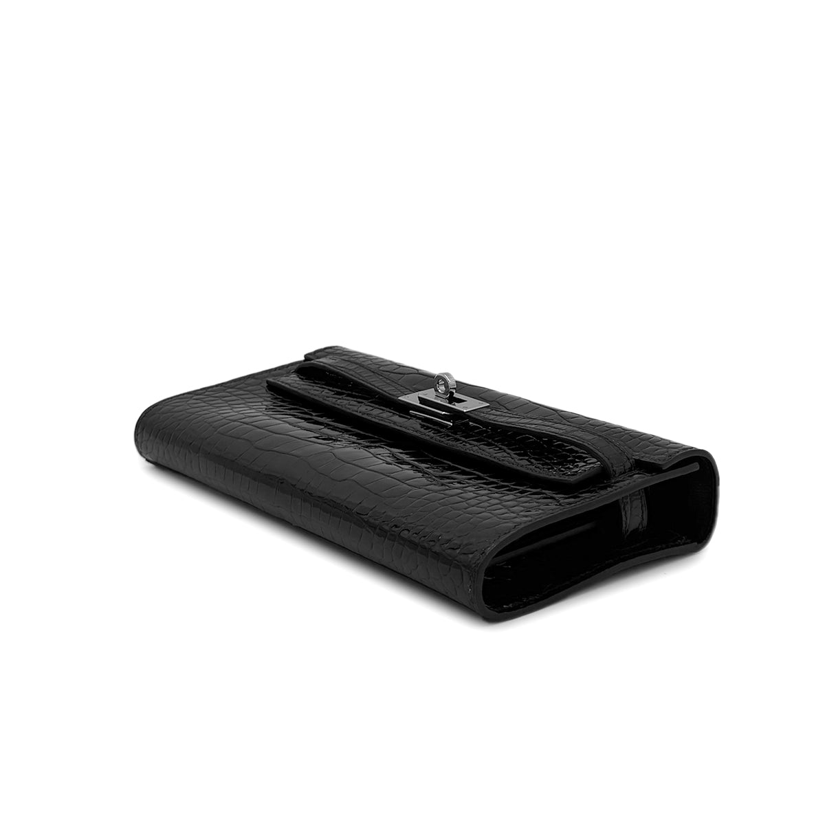 HERMES KELLY WALLET TO GO BLACK ALLIGATOR WALLET SHOULDER BAG U SHW 90283910